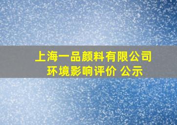 上海一品颜料有限公司 环境影响评价 公示